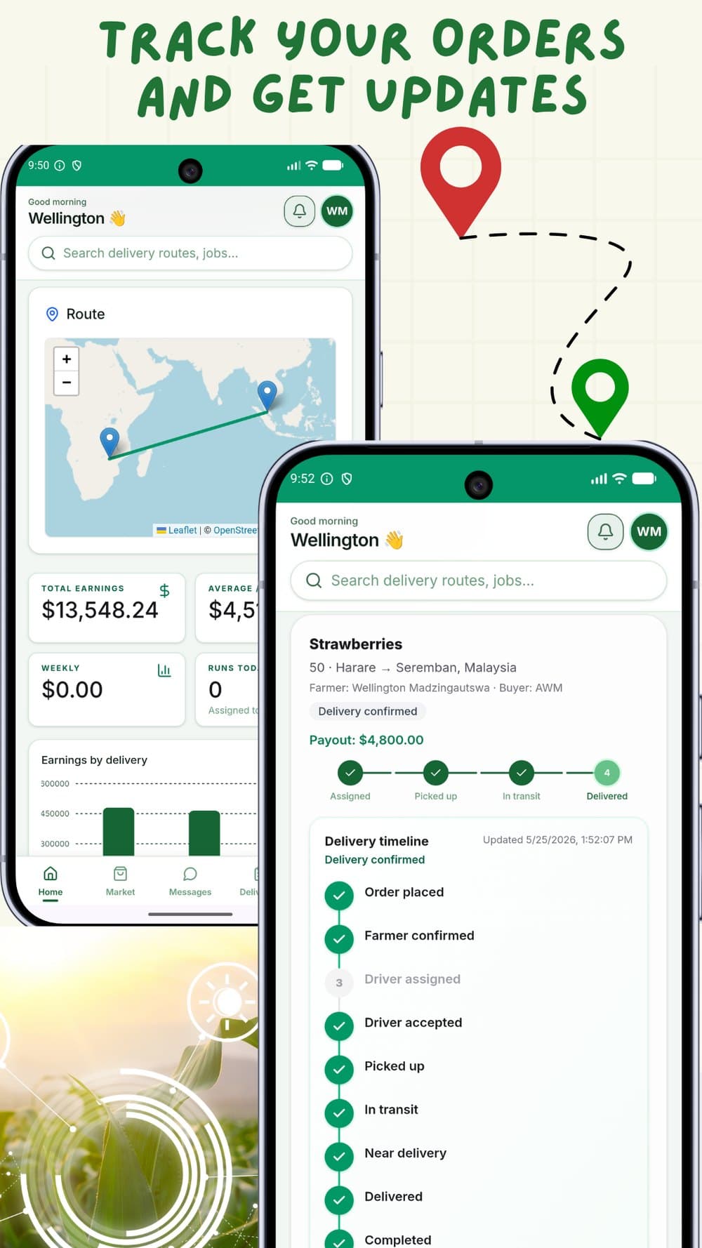 Agrovio order tracking and delivery updates