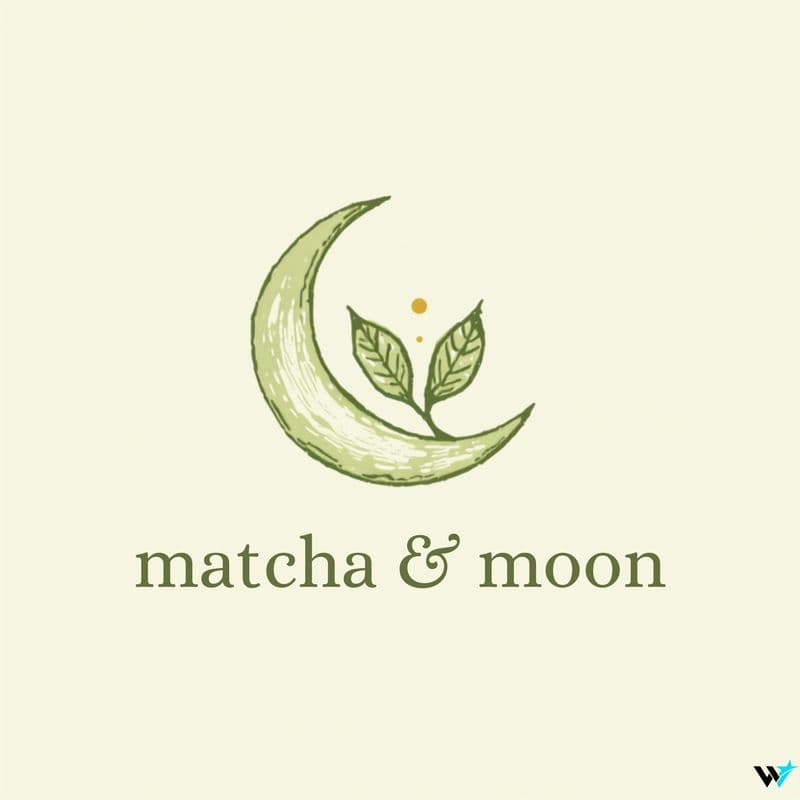 Intricate Matcha & Moon Logo — Logos design by WAYYSTAR
