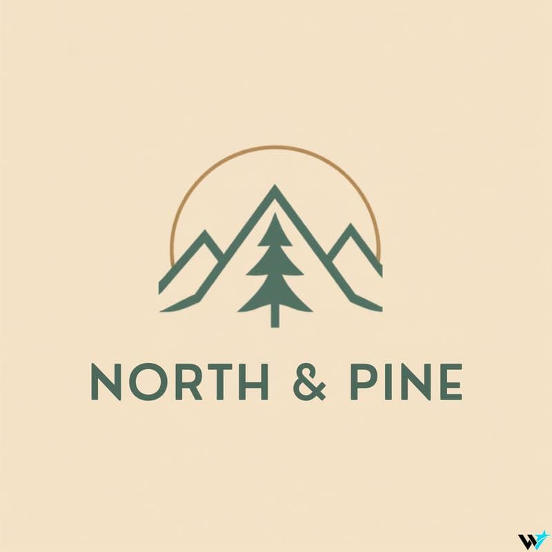 Minimal Line-Art Badge Logo with Mountain Peaks — Logos design by WAYYSTAR