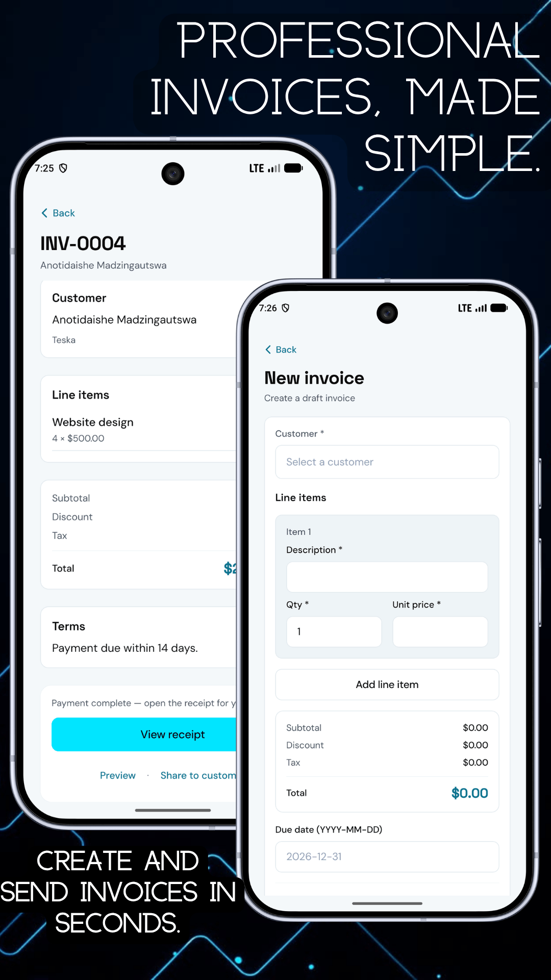 Wayybill invoices: create and send invoices